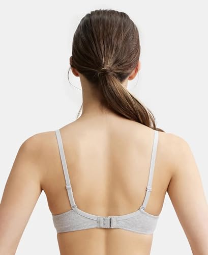 Image of Jockey 1245 Women Under-Wired Padded Super Combed Cotton Elastane Stretch Medium Coverage T-Shirt Bra with Detachable Straps