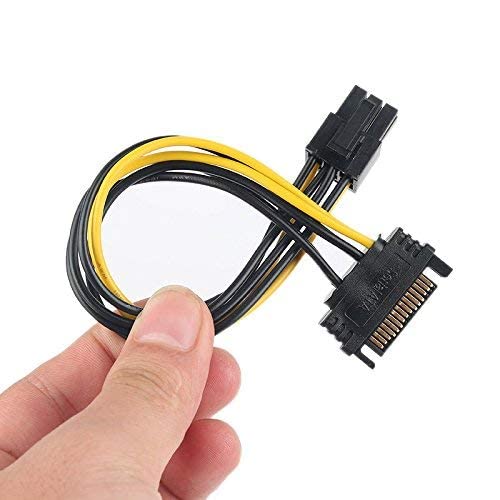 Image of SATA 15-Pin to 6-Pin PCIe Power Cable - 8-Inch GPU Power Adapter for PCI Express Graphics Card - High-Performance SATA to PCIe Connector for Desktop PC