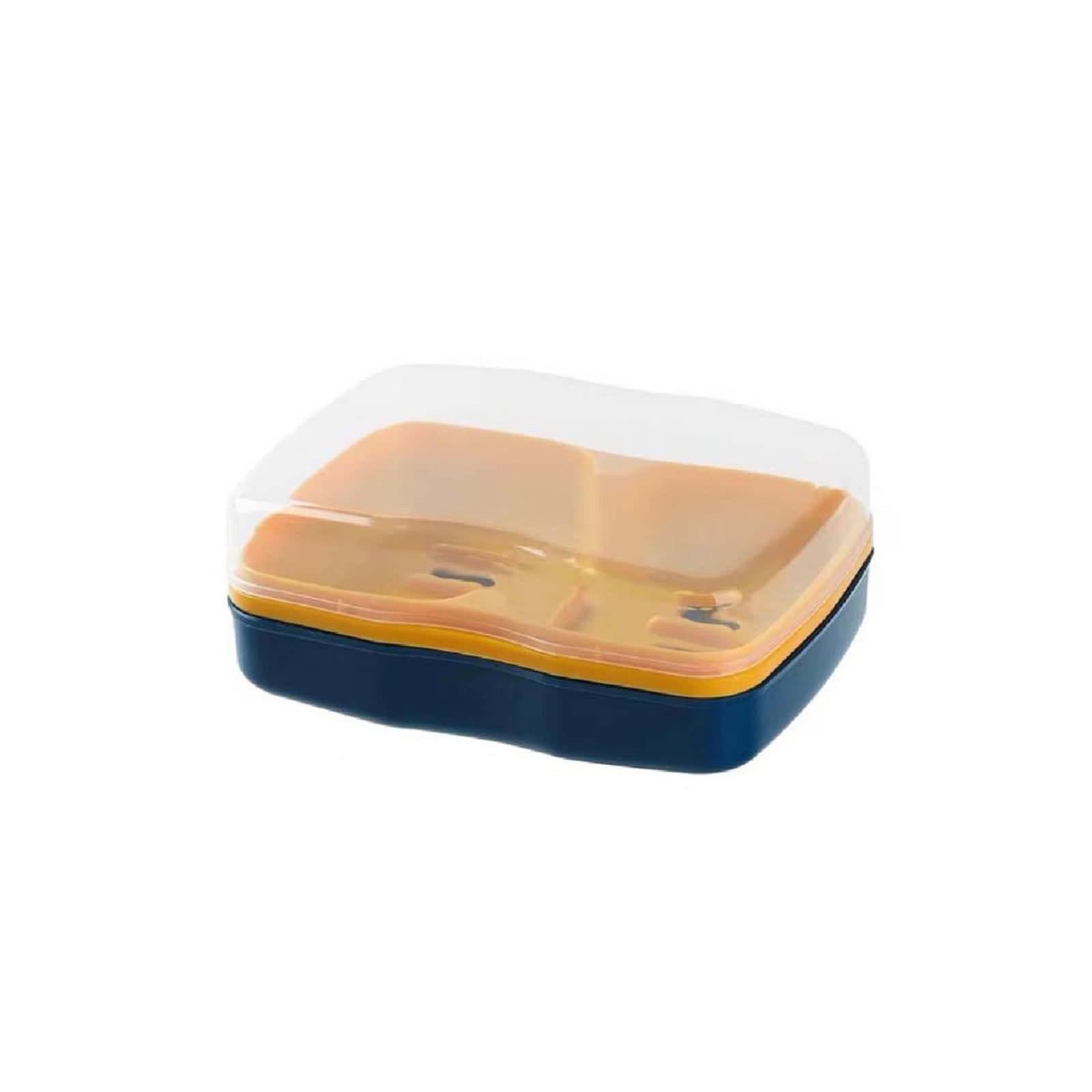 JINGYAN Soap Dishes Waterproof And Draining Double Compartment Soap Box With Lid Plastic Large Capacity Dish For Household Use(Blue)