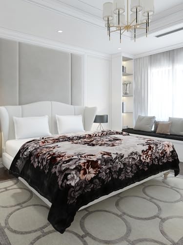 Image of Monte Carlo Double Bed Heavy Winter Blanket Emilia 2 Ply Cloudy 1050 GSM | 5.5 KG (240x220 CM), Dark Brown