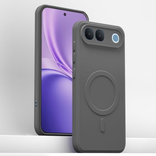 Image of Outlouders Back Cover for Vivo S2 5G | Soft Matte Silicone | Slim Fit | Magnetic-Safe Logo Design (Magnetic-Safe Not Compatible) | Shockproof | Camera Protection Bumper Case (Grey)