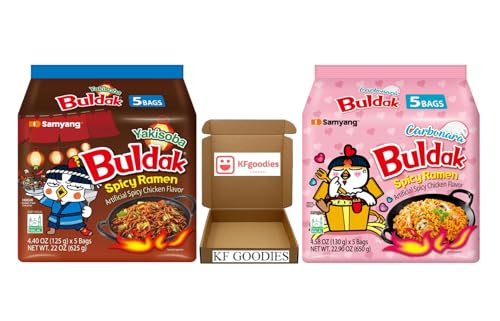KF GOODIES Korean Ramen Variety Pack Gift Box (10 Count) – Spicy Buldak Noodle Assortment for Birthdays, College Care Packages, Office Snacks, and Gift Baskets