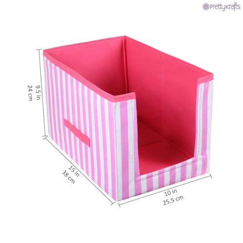 Image of PrettyKrafts 4 Pcs Non Woven Shirt Stacker /Cloth Organizer for Storage /Closet & Wardrobe Organizer for Storage /Foldable Shirt Organizer Cloth Storage Box Pink, 25x38x25 cm