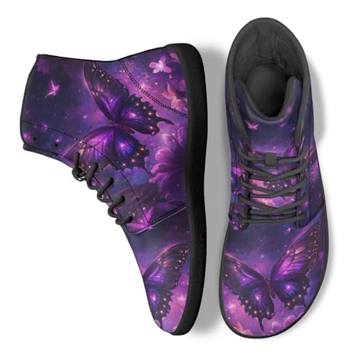 Women's Butterfly High Tops Walking Shoes PU Leather Running Sneakers Business Trainer Sneaker