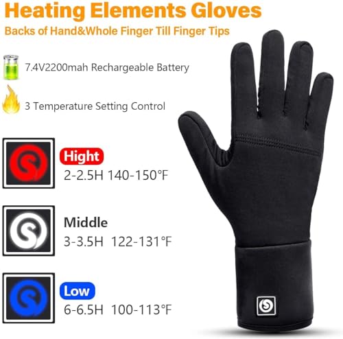 Heated Electric Glove Liners for Men and Women - Rechargeable Battery Hand Warmers for Winter Sports