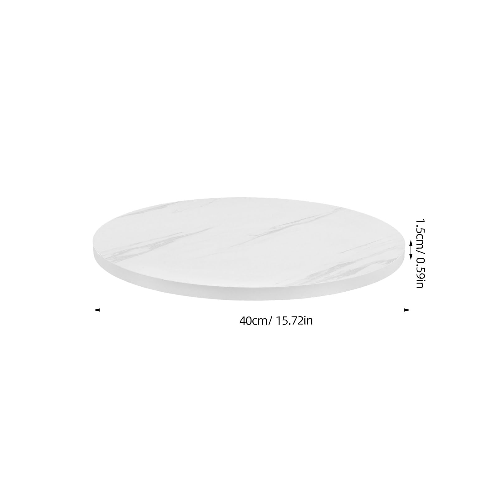 CALLARON Piano per Tavolo Rotondo Piano di Ricambio 40 Cm in Marmo Bianco Arrotondato Facile da Pulire Complemento per Tavolino da Caffè e Balcone Adatto a ed