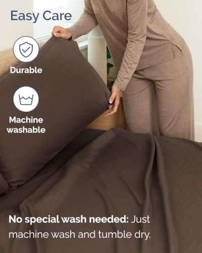 Image of CGK Unlimited Extra Deep Flex Top Split Head King Sheet Set - 6 Piece Breathable and Cooling Sheets - Hotel Luxury Bedding for Women, Men, Kids & Teens - Easy Secure Fit - Extra Deep Pockets - Brown