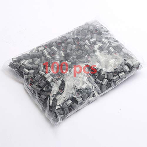 CENTAURUS (Pack of 100) Plastic Gray Tire Valve Stem Caps TPMS Tire Cap Gray Repalcement Replacement for Car Truck