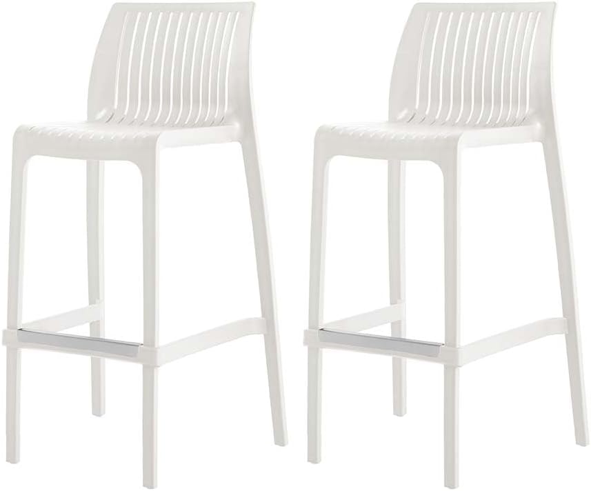 Lagoon Milos Resin Stackable Bar Stools - 2 Pcs Per/Set (White)
