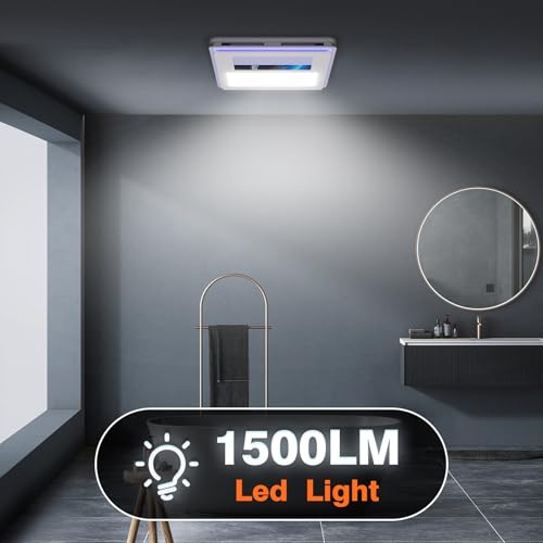Oeukas 4 in 1 Bathroom Exhaust Fan with Light and Heater, 1800W Heating Power, 40W Quiet Vent Fan - 190 CFM & 1.0 Sone Bath Fan with Light, 1500lm LED Light, Easy to Install, Remote Control, UL Listed by Oeukas - Image 6