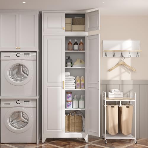 Image of SteeLoong 90 inchMetal Pantry Storage Cabinet with Doors & 4 Adjustable Shelves