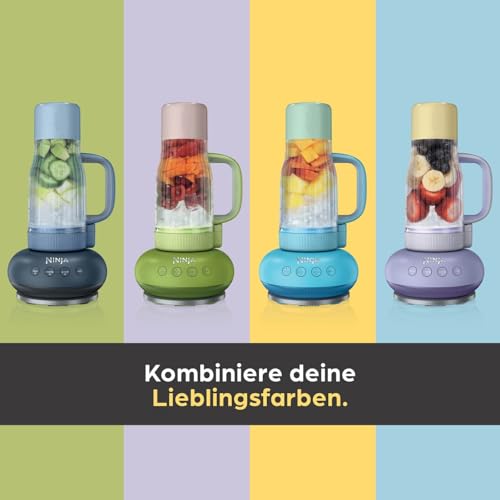 Ninja BlendBoss Mixer mit tragbarem Becher, Mixgerät mit abnehmbarem Reisebecher, 3 voreingestellte Auto-Modi, Stein DB351EUST
