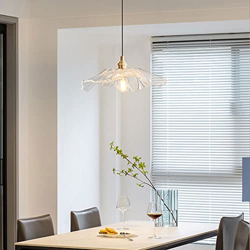 Suspension lotus en verre et bronze E14 pour salle à manger japonaise