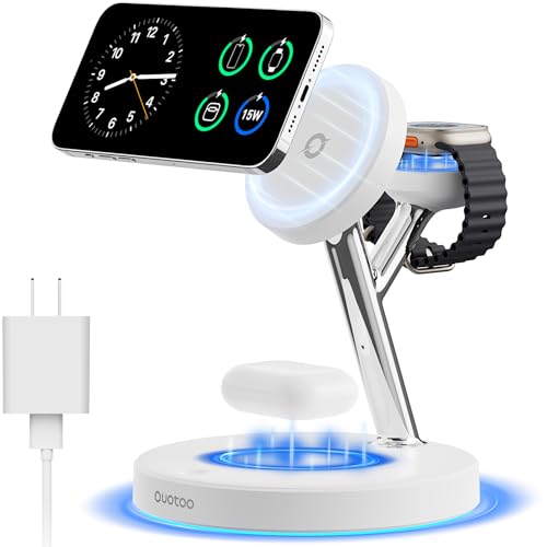 Compact 3-in-1 MagSafe Charging Stand with Ambient Light (White)