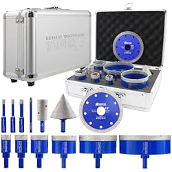 SHDIATOOL Diamond Tile Drill Bits Kit 13pcs, Porcelain Hole Saw Sets, Core Bits Cutter for Drilling Ceramic Marble Granite (6/6/8/20/25/35/50/75/100/20MM/2/6MM/4.5“)