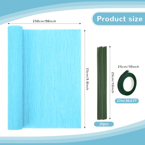 Crepe Paper Streamers 8 Rolls, 10 x 98Inch 8 Pastel Colors Crepe Paper Sheets for DIY Gift Colourful