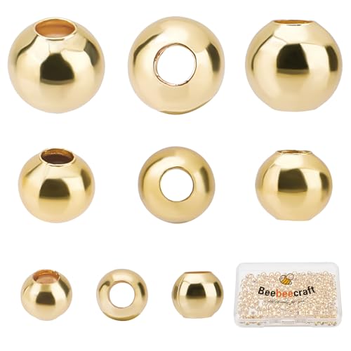 Beebeecraft 50 Runde Abstandsperlen – 24K Vergoldet, 925 Sterlingsilber, 3 Mm, Für Schmuck
