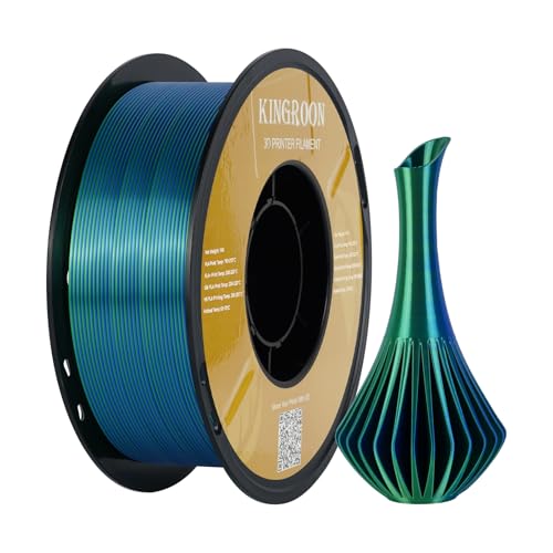Image of Kingroon Dual Color 1.75 mm Silk Blue Green PLA Filament, Fit Most FDM 3D Printers, Dimensional Accuracy + /- 0.03 mm, 1kg Spool(2.2lbs), 3D Printer Silk PLA Shiny Filament-(Blue Green)