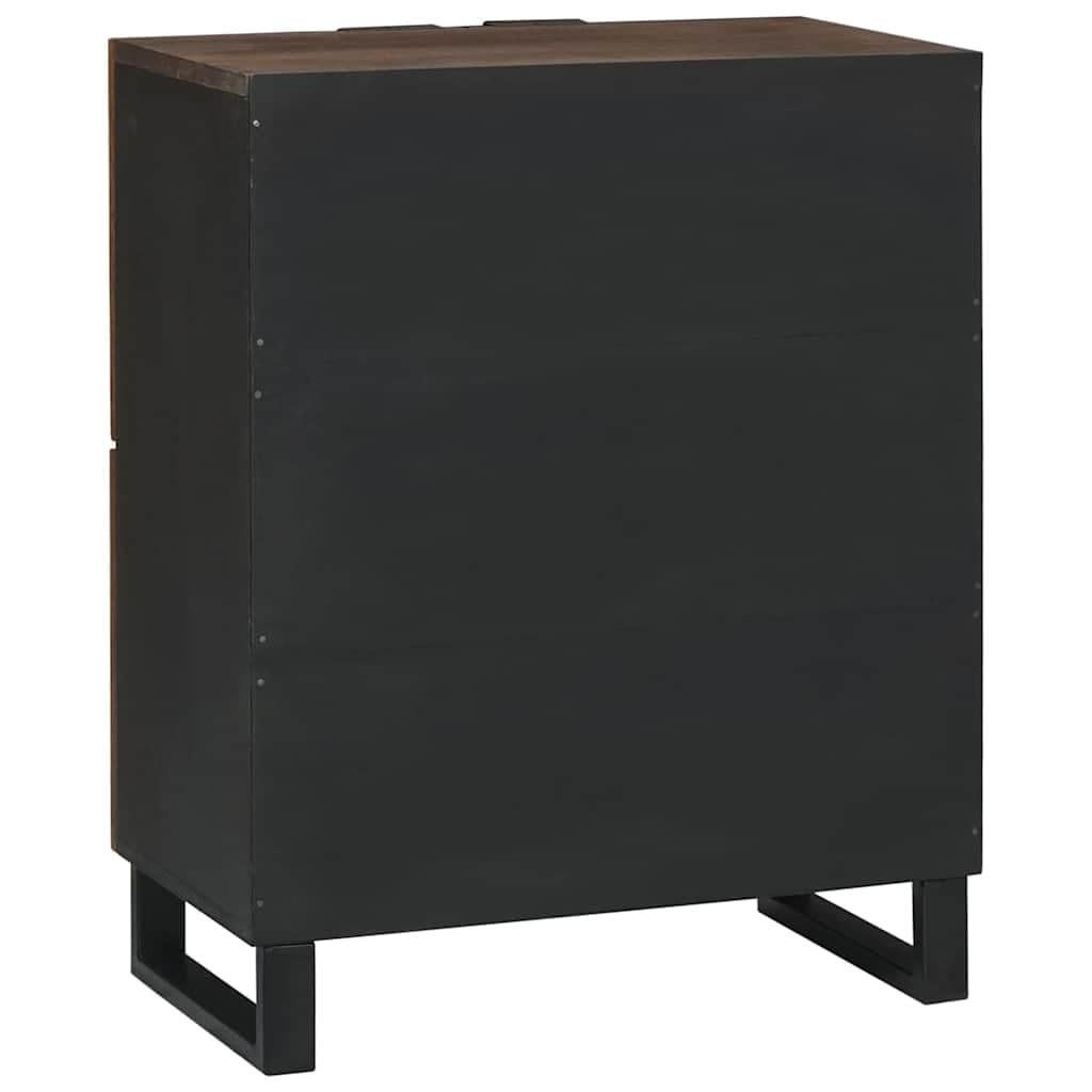 Kredens z litego drewna mango, 60 x 33,5 x 75 cm, szafka do przechowywania mediów z 4 drzwiami, rustykalny regał do salonu, brązowy mebel