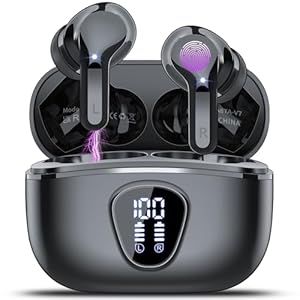 Wireless Earbuds 2024 Bluetooth 5.3 Headphones, 40H Playback HiFi Stereo Ear Buds with LED Display, Noise Cancelling Earbuds, IP7 Waterproof in-Ear Earphone for iOS Andriod Sport/Workout/Running