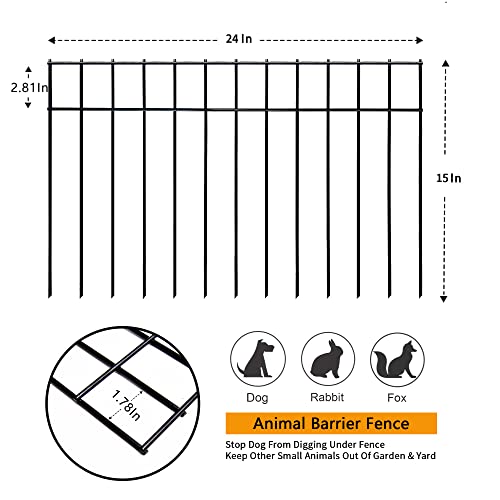 YESON Animal Barrier 30FT(L)15 in(H), 15 Pack 2415 Inch Dog Digging Fence Underground, Decorative Garden No Dig Dog Barrier Black