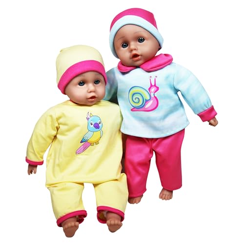 Set gemelos de muñecas con doble trona rosa y amarilla miniatura 3