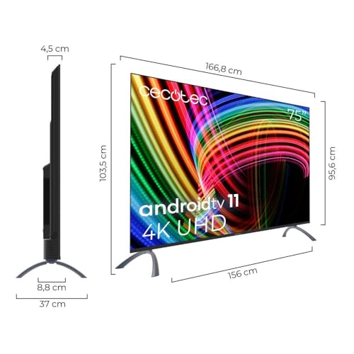 Cecotec LED-Fernseher 75" Smart TV A3-Serie ALU30075, 4K UHD, Android TV 11, Rahmenlos, Google Assistant und Chromecast, Dolby Vision & Atmos, HDR10, HBBTV, 2023. – Bild 3