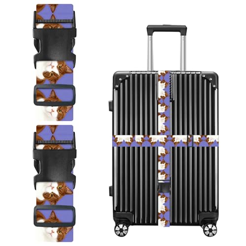 Image of Nuxovilar Luggage Straps Set for Suitcase 1.96x71in Polyester | Cargo Strap Travel Belt Security Buckle Band Pet Lover Family Trip Casual Travel (Cats Pattern)