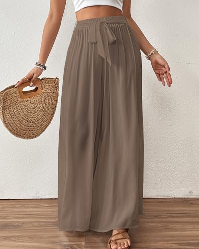 Image of Bsubseach Women Wide Leg Pants Floral Flowy Palazzo Pants