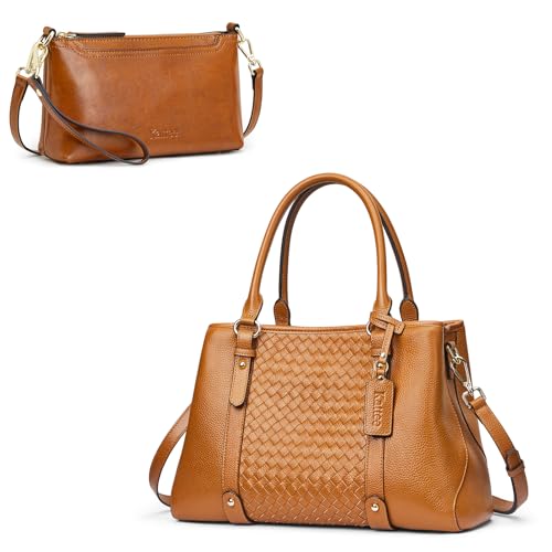 Image of Kattee Soft Genuine Leather Satchel Bags for Women Bundle with Small Women Crossbody Bags
