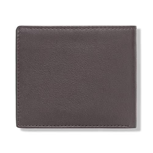 Image of KARA Brown Genuine Leather Wallet for Men with Multipurpose Slip Pocket - Bifold Men's Wallet with 8 Card Holder Slots