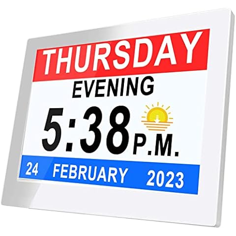 Véfaîî Newest 19 Alarms Day Clock, Custom Reminders and Remote Control, 8" Large Dementia Clocks with Date and Day of The Week, Digital Desk Wall Clock for Seniors Alzheimer’s Cover