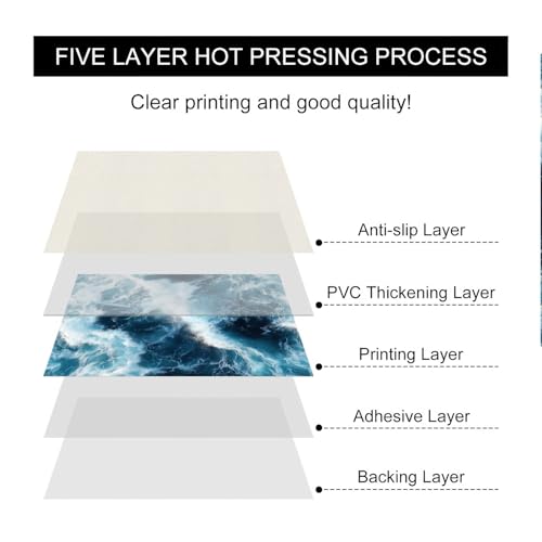 HOMETITUTE 10PCS 12x12 Inch Ocean Wave Print Peel and Stick Floor Tiles Removable Self Adhesive Vinyl Flooring Stickers for Bathroom Balcony Beach Theme Decor