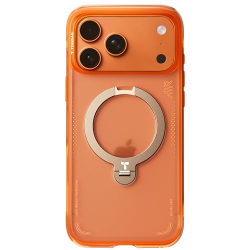 TORRAS iPhone 17 Pro Max 用 ケース 6.9 インチ【エアバッグ 超強保護・米軍 MIL規格 】リング スタンド MagSafe対応 【Ostand Q3 Air 】 360°定点回転 縦横両対応 MagSafe対応 ワイヤレス充電 カメラコントロールボタン付き 登山・アウトドア活動 暁・オレンジ