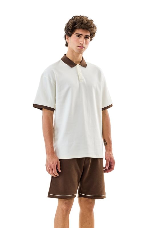 Image of SNITCH Men Polo Plus Size T-Shirt | Solid Polo with Contrast Inner Placket & Tipped Cuffs | 96% Cotton 4% Lycra Stretch Regular Fit, Casual Wear