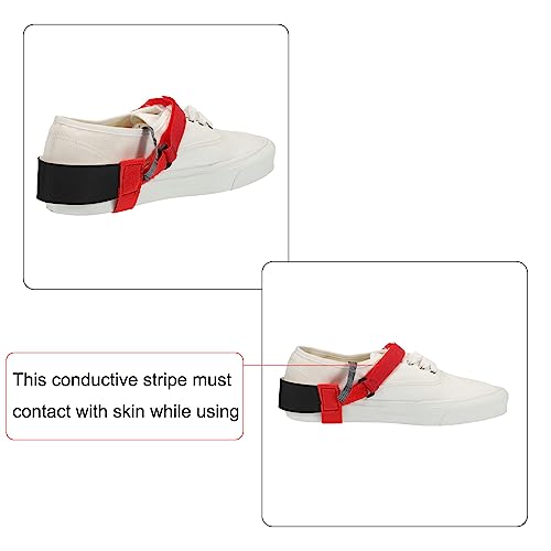 Image of MECCANIXITY 2pcs ESD Anti Static Foot Heel Straps Anti Static Wrist Strap Band Adjustable for Grounding Removing Static Red