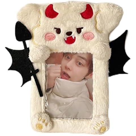 Mezfrguo Cute Photocard Holder with Keychain, Plush Animal Shaped Photo Card Cover Cartoon Protective Photocard Case Sleeves for Girls Boys Cover