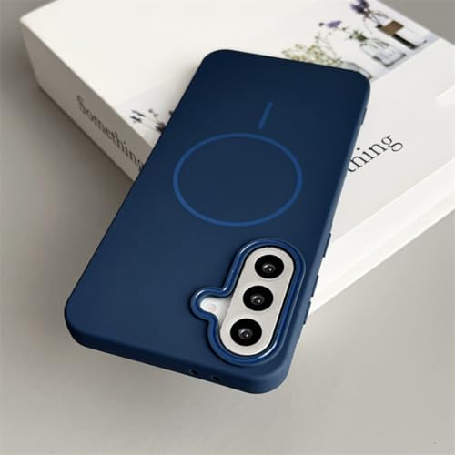 Coque Galaxy A24 4G silicone souple mat bleu marine magnétique protège-téléphone discret