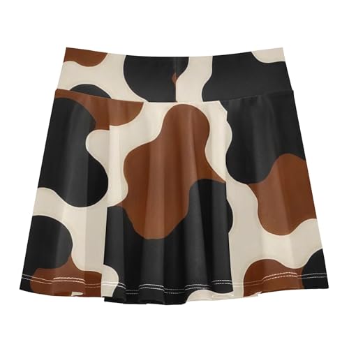 Pleated Girls' Shorts Athletic Skorts Kids Tennis Skirts Teen Skirt Classic Cow Print Brown Black 4t2