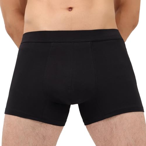 IRISMORII Urinary Incontinence Underwear for Men Washable Bladder Control Brief with 60 ML Absorbency Leak Proof Trunk (Black L)