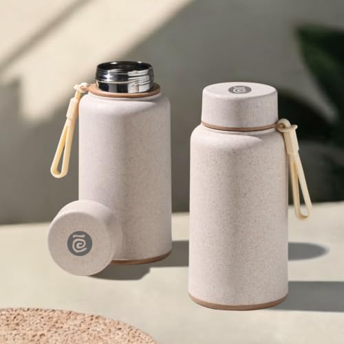 Image of Eha Earth Friendly Hydralife Water Bottle for Office & Schools | 400 ml Stainless Steel Water Bottle for Kids & Adults Made with Rice Husk | Bottle for Men, Women | Leak Proof | 2 Unit