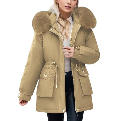 Veste matelassée longue pour femme avec capuche chaude et doublure coton pour hiver