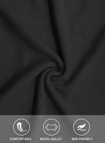 LOLONG Womens Tank Tops Stretch High Neck Knit Ribbed Blouse Basic Solid Top Black