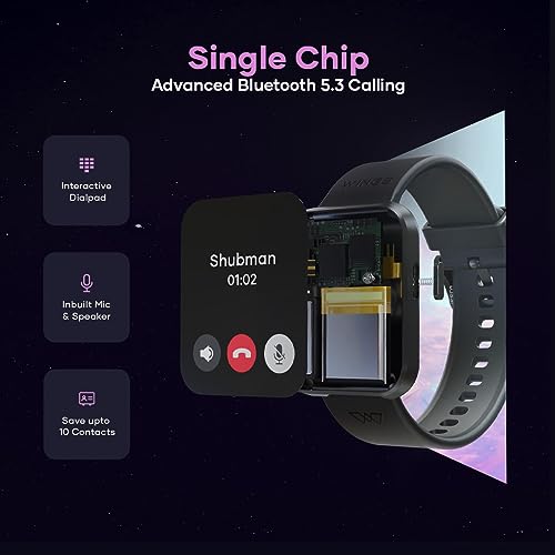 Image of Wings Meta Smartwatch, 1.85 inch HD IPS Display, BT 5.3 Single Chip Calling, Top smartwatch for Heart Rate Monitoring, 100+ Sport Modes