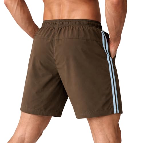 Image of NINQ Men's Sports Shorts with White Side Patti Design | Running Shorts for Men Gym Shorts for Men Workout | Stylish Mens Shorts Casual Wear Sports Shorts.
