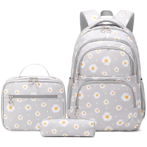 Sugaroom 3Pcs Lightweight Water Resistant Daisy Backpack for Girls Backpack with Lunch Box School Backpack Elementary Primary Kids Bookbags Set - image 1