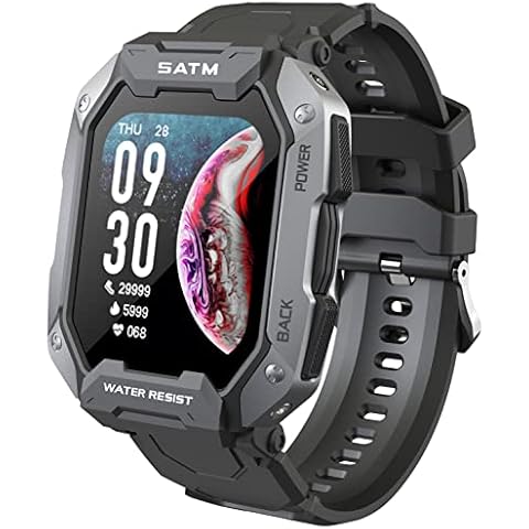 Smartwatch Herren Militär Uhr 1,72 Zoll Fitnessuhr 5ATM IP69K Wasserdicht 24 Sportmodi Outdoor Sportuhr Tactical Watch Cover