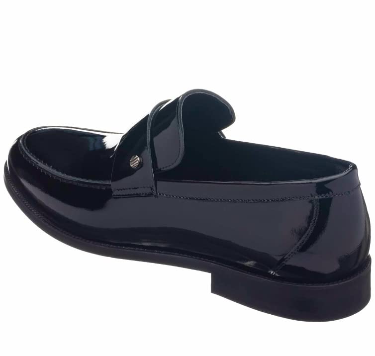 DALGALA Black Big Size Handmade Loafers with Patent Leather Business Dress Slip on Loafer Shoes for Men - Image 4