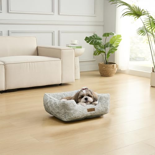 Image of Modern Threads Ultra Soft Plush Pet Bed for Small and Medium Dogs with Elegant Texture and Stylish Design, Removable Washable Cover, Grey, (24 inch L x 20 inch W x 8 inch Th)
