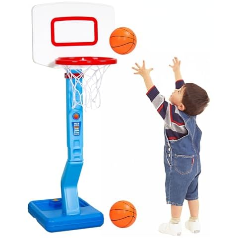 Fajiabao Toddler Basketball Hoop Indoor Adjustable Height Poolside Basketball Hoop Outdoor with Base Mini Basketball Hoop with 3 Balls Swimming Pool Toys Basketball Games for Kids Birthday Gift Cover